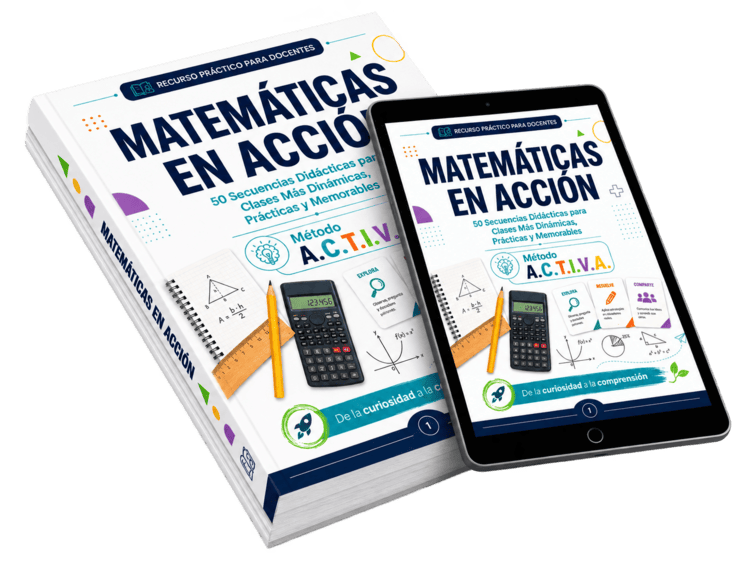Mockup oficial Matemáticas en Acción — 50 Secuencias Didácticas
